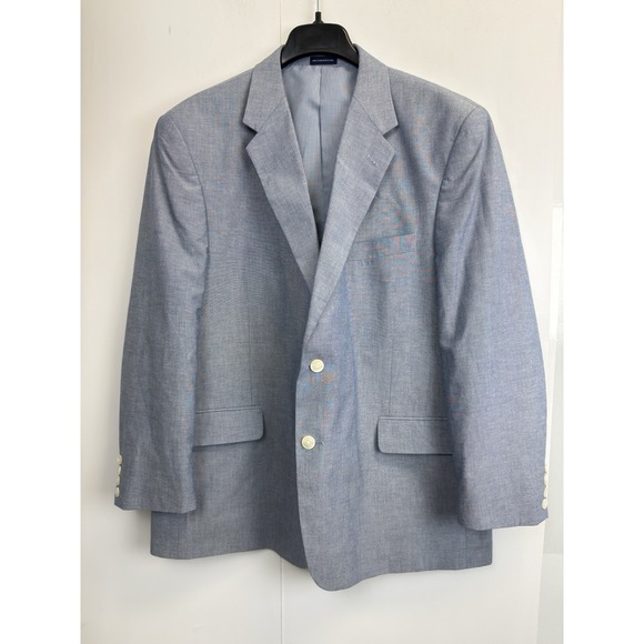 Stafford‎ Men's Blazer 46R Casual Lightweight Cotton Blue Sport Coat Jacket - Picture 1 of 14